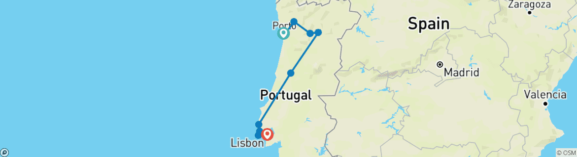 Image d'une carte montrant l'itinéraire du circuit