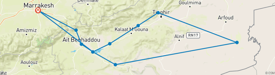 Imagen de un mapa que muestra la ruta del circuito