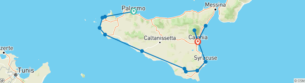 Image d'une carte montrant l'itinéraire du circuit