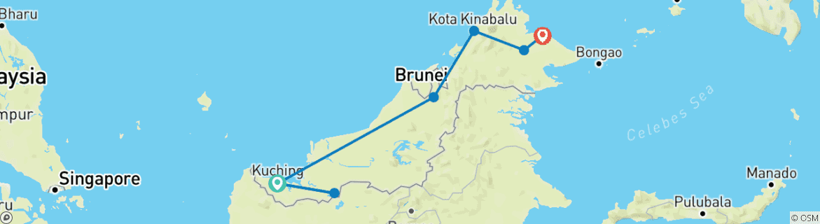 Image d'une carte montrant l'itinéraire du circuit