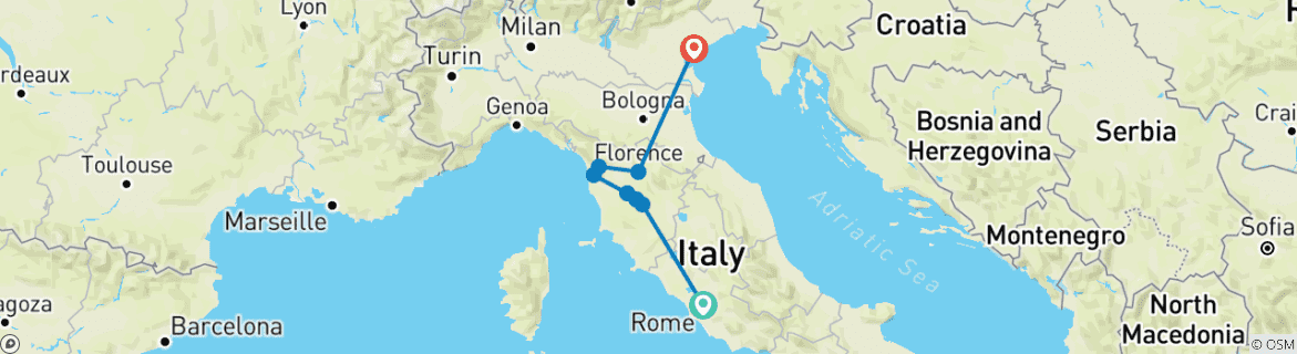 Image d'une carte montrant l'itinéraire du circuit