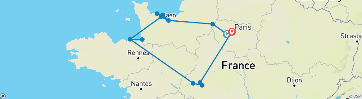 Foto van een kaart met de route van de rondreis