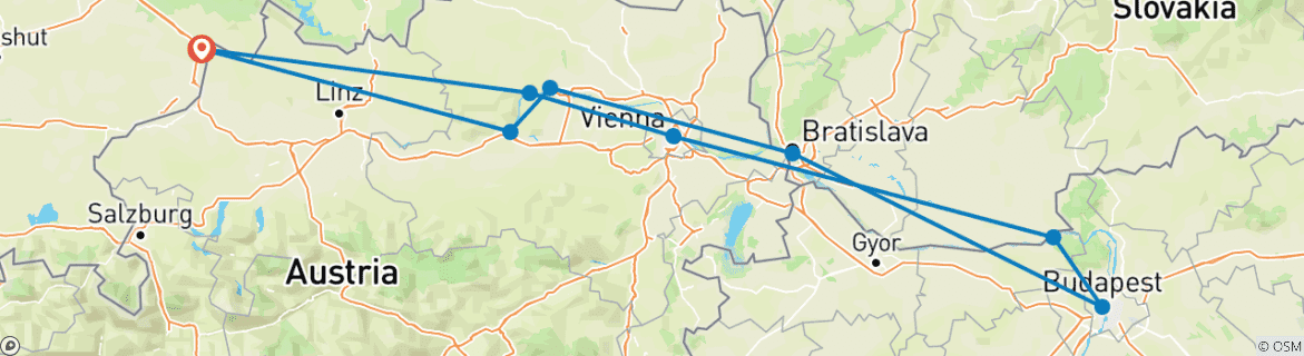 Karte mit der Reiseroute
