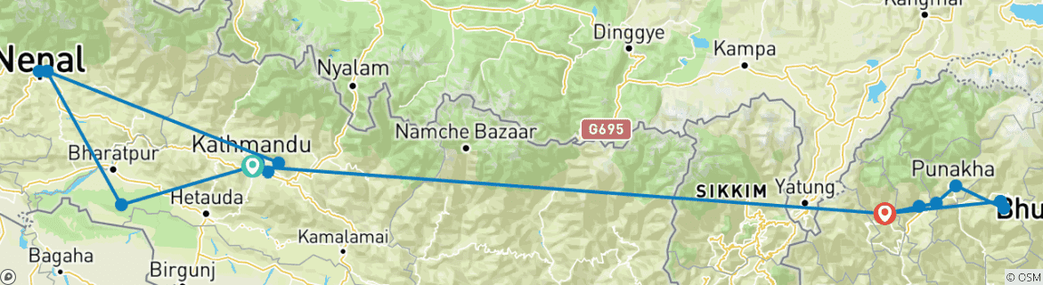 Image d'une carte montrant l'itinéraire du circuit
