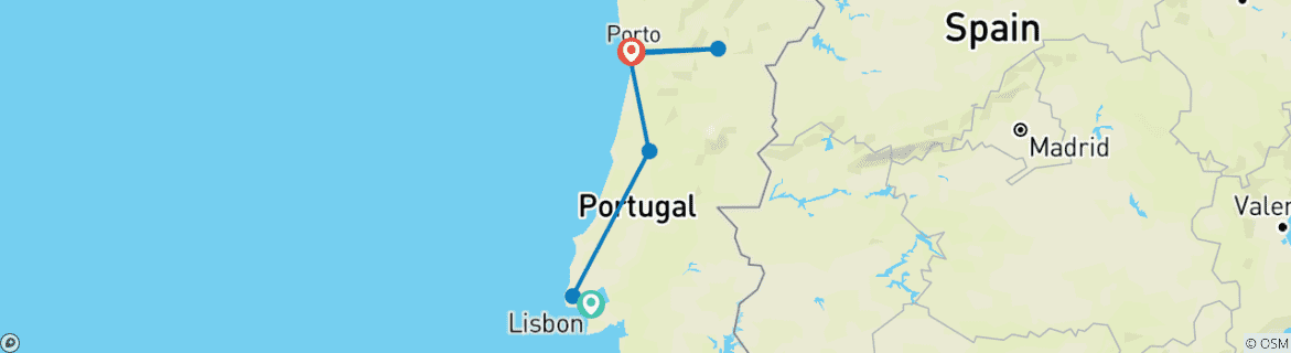 Image d'une carte montrant l'itinéraire du circuit