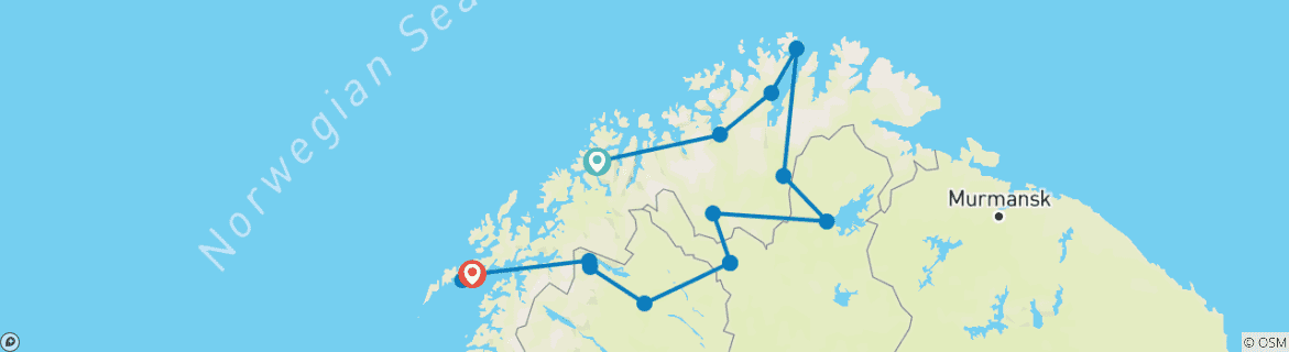 Image d'une carte montrant l'itinéraire du circuit