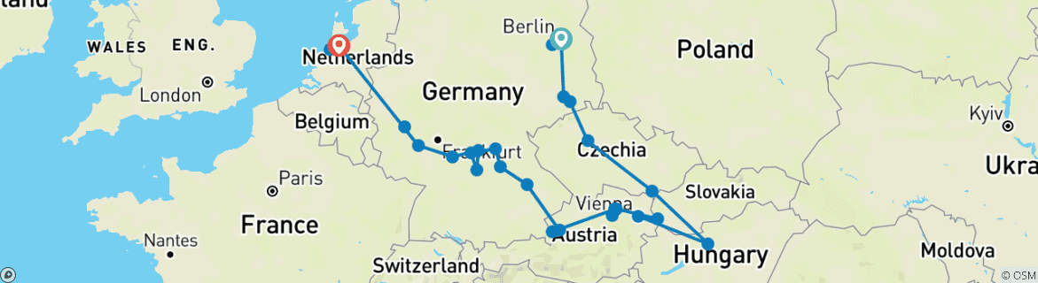 Image d'une carte montrant l'itinéraire du circuit