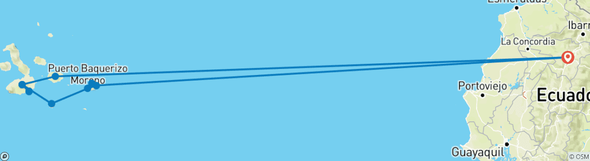 Karte mit der Reiseroute