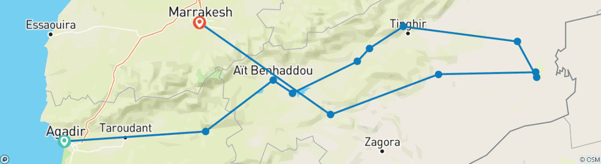 Image d'une carte montrant l'itinéraire du circuit