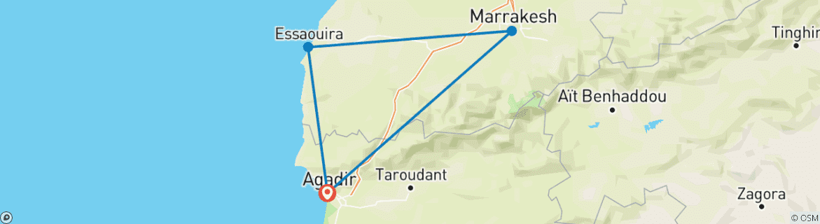 Image d'une carte montrant l'itinéraire du circuit