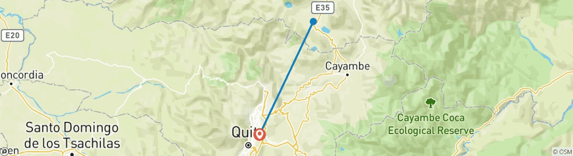 Image d'une carte montrant l'itinéraire du circuit