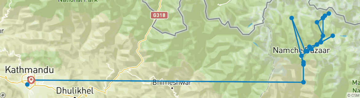Image d'une carte montrant l'itinéraire du circuit
