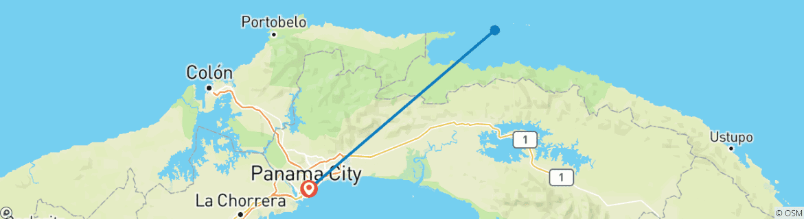 Image d'une carte montrant l'itinéraire du circuit