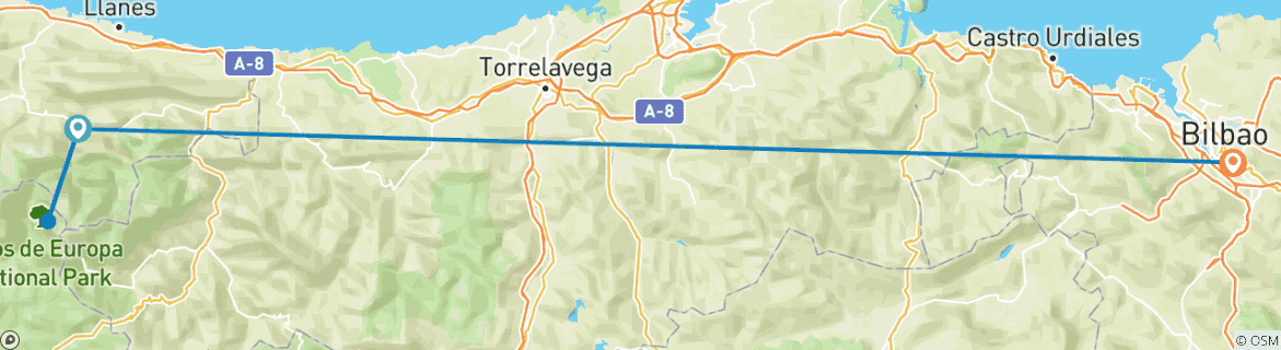 Karte mit der Reiseroute