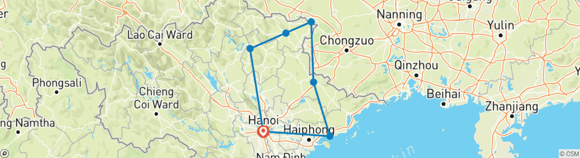 Image d'une carte montrant l'itinéraire du circuit