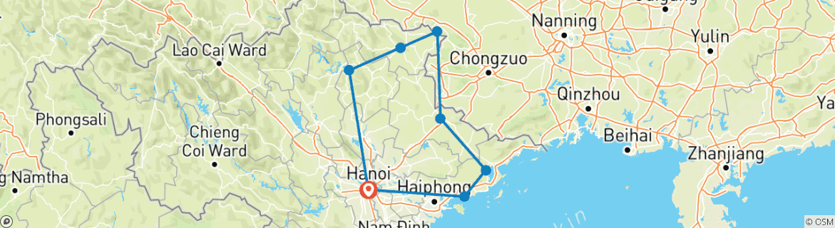 Image d'une carte montrant l'itinéraire du circuit