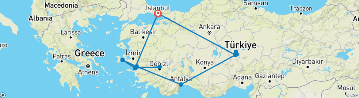 Image d'une carte montrant l'itinéraire du circuit