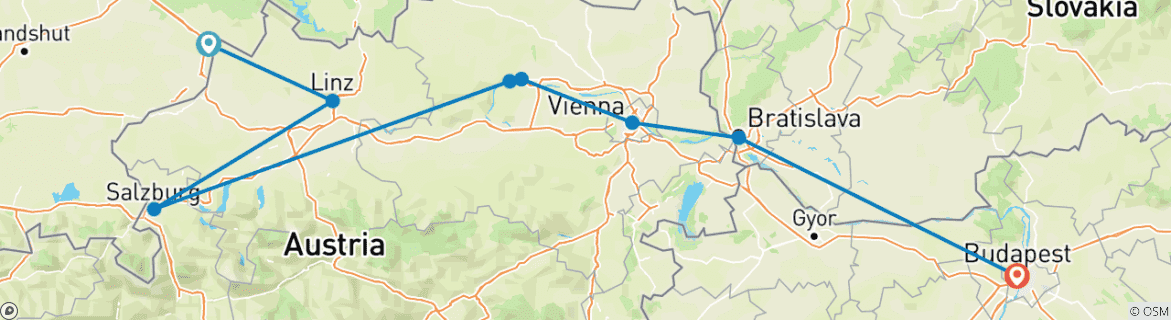 Image d'une carte montrant l'itinéraire du circuit