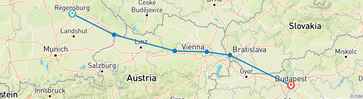Image d'une carte montrant l'itinéraire du circuit