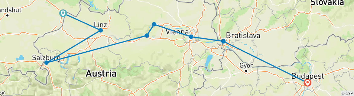 Image d'une carte montrant l'itinéraire du circuit