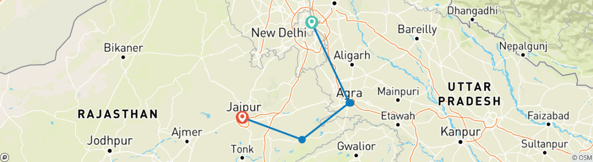 Image d'une carte montrant l'itinéraire du circuit