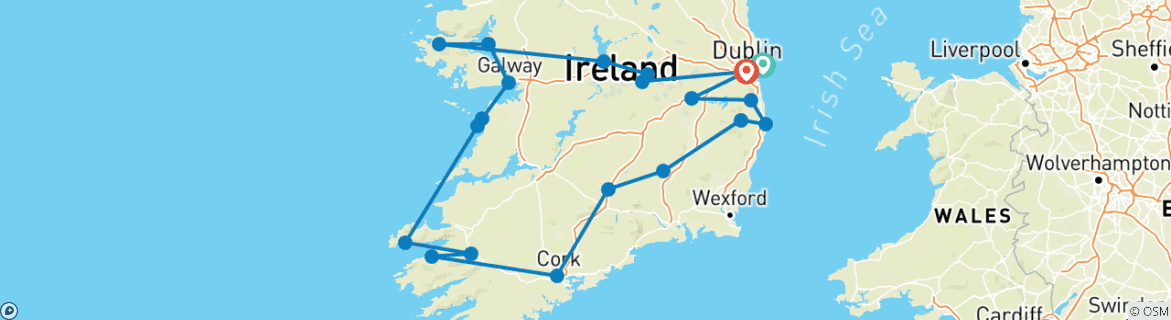 Image d'une carte montrant l'itinéraire du circuit