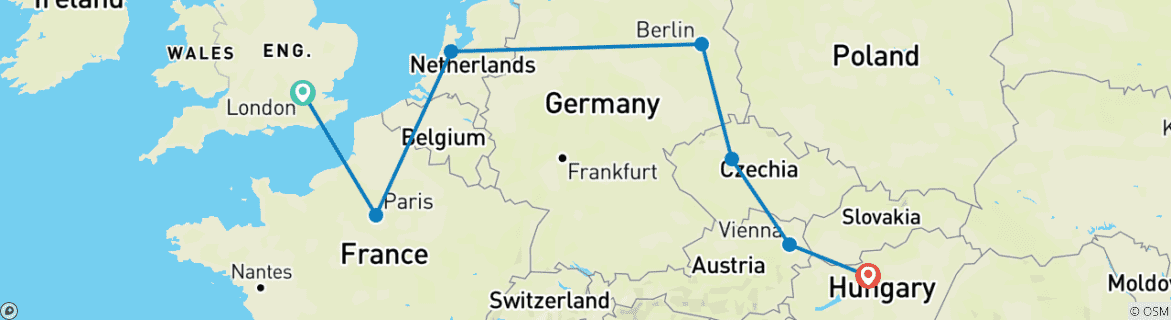 Image d'une carte montrant l'itinéraire du circuit