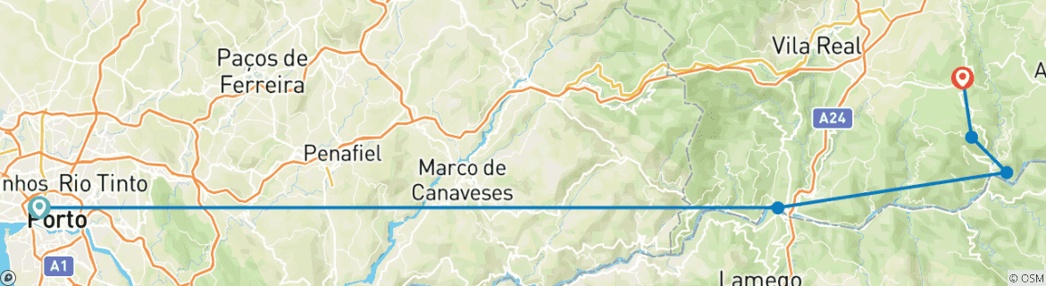 Image d'une carte montrant l'itinéraire du circuit