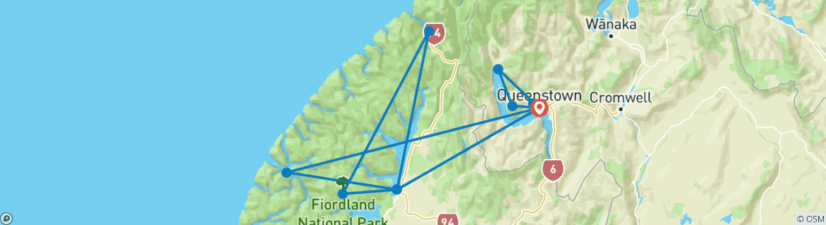 Image d'une carte montrant l'itinéraire du circuit