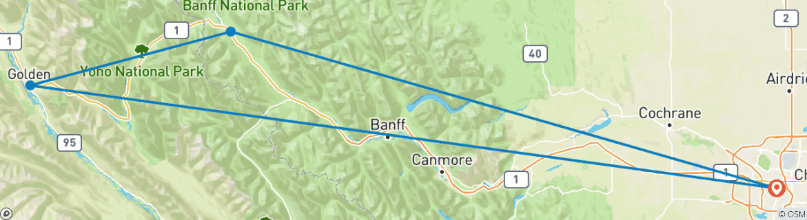 Image d'une carte montrant l'itinéraire du circuit
