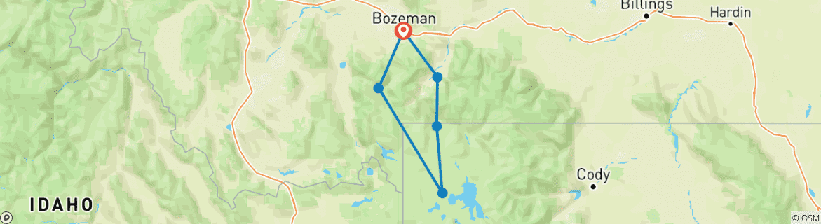 Image d'une carte montrant l'itinéraire du circuit