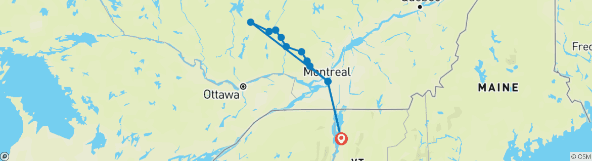 Image d'une carte montrant l'itinéraire du circuit