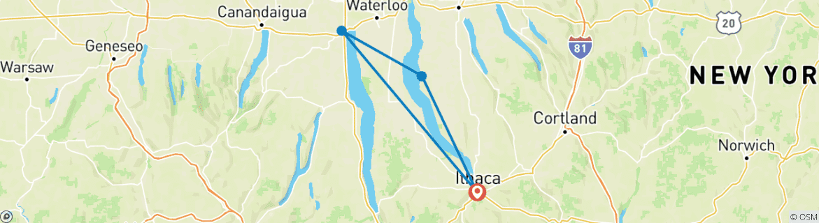 Image d'une carte montrant l'itinéraire du circuit