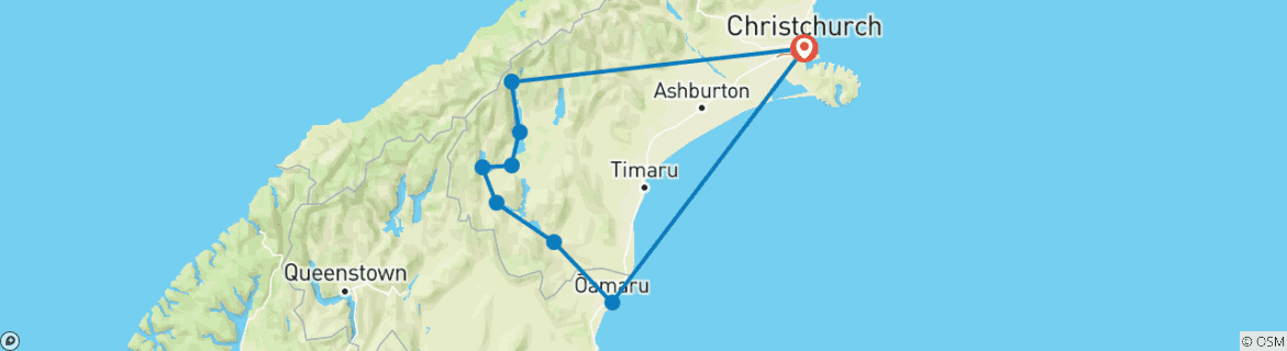 Image d'une carte montrant l'itinéraire du circuit