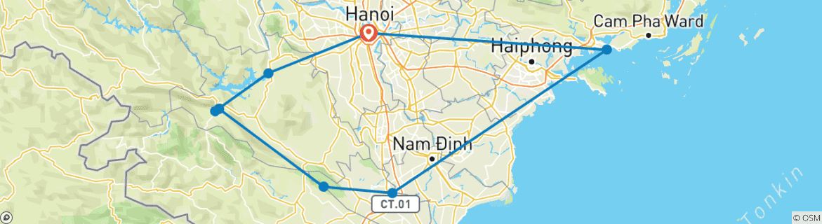 Image d'une carte montrant l'itinéraire du circuit