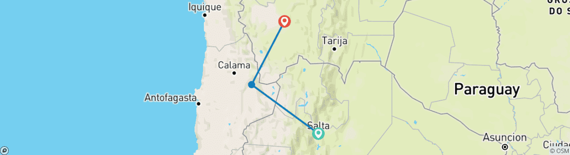 Map of Argentina & Bolivia: Salt Flats and Desert