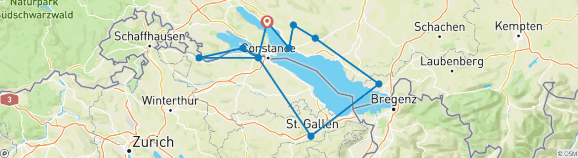 Karte mit der Reiseroute
