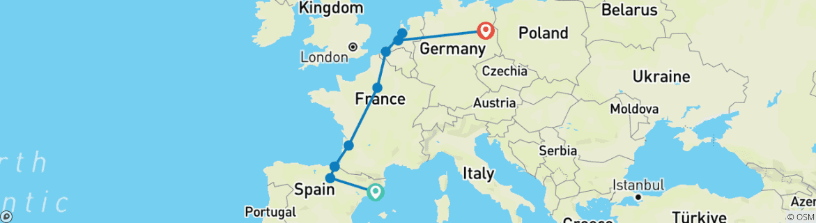 Foto van een kaart met de route van de rondreis