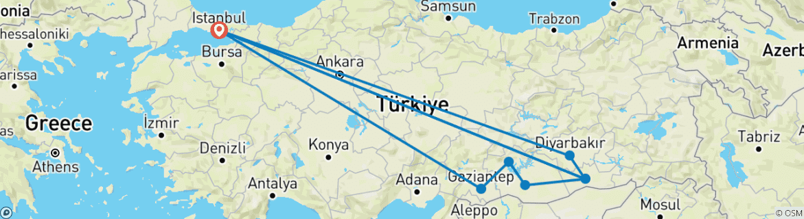 Carte du circuit La Mésopotamie mystique  12  jours de découverte dans le sud-est de la Turquie  Ana Cristina