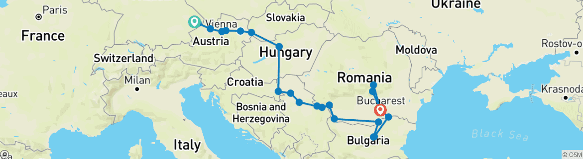 Image d'une carte montrant l'itinéraire du circuit