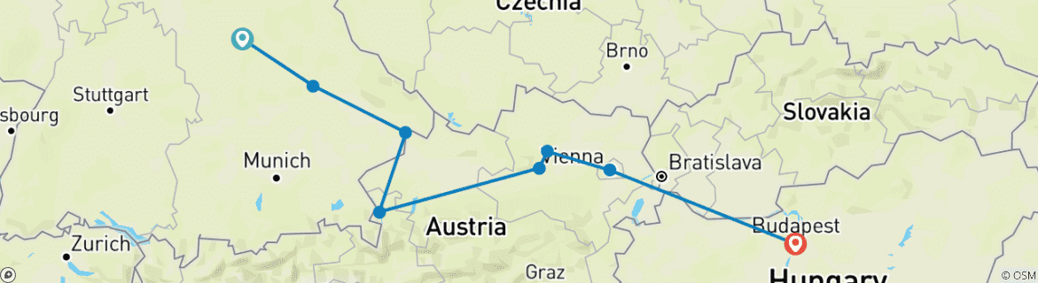 Image d'une carte montrant l'itinéraire du circuit