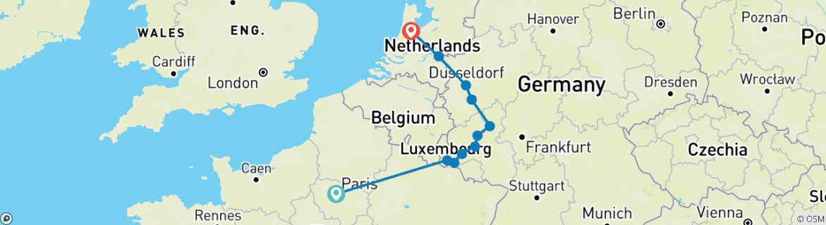 Image d'une carte montrant l'itinéraire du circuit