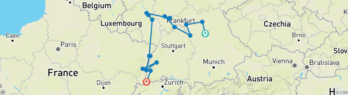 Karte mit der Reiseroute