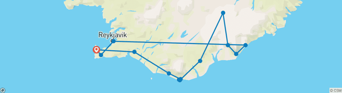 Image d'une carte montrant l'itinéraire du circuit