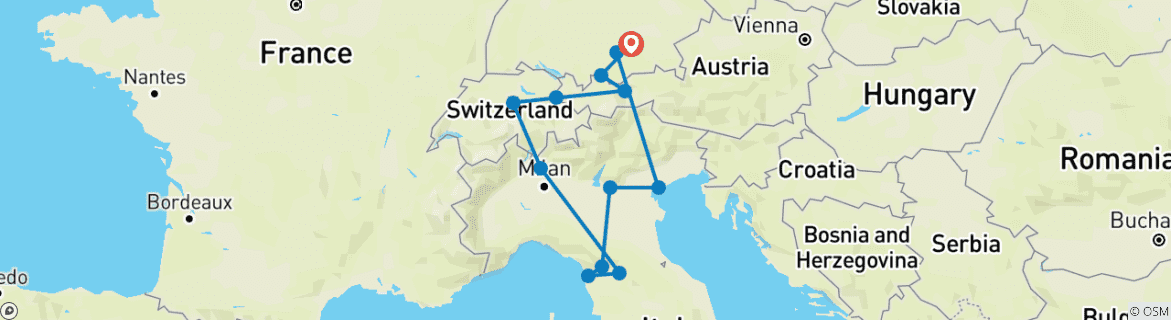 Carte du circuit Circuit panoramique en Europe - 9 jours