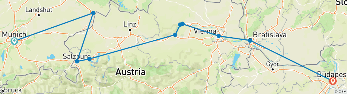 Image d'une carte montrant l'itinéraire du circuit