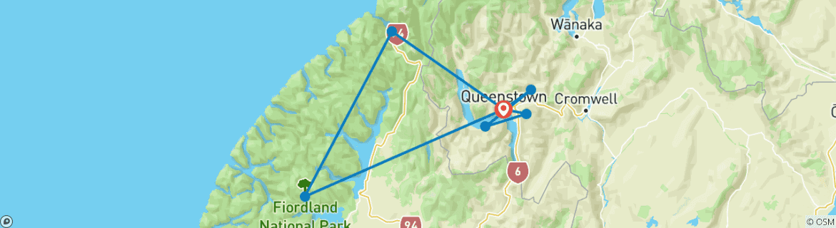 Image d'une carte montrant l'itinéraire du circuit