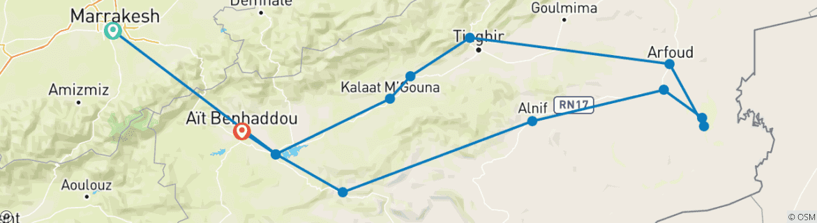 Imagen de un mapa que muestra la ruta del circuito