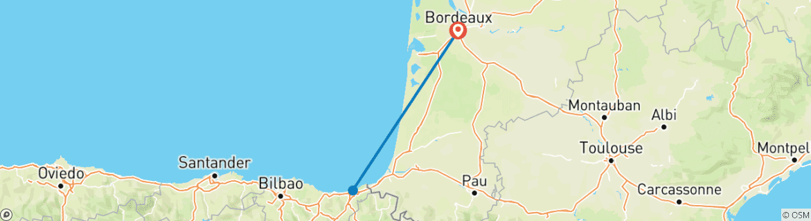 Image d'une carte montrant l'itinéraire du circuit