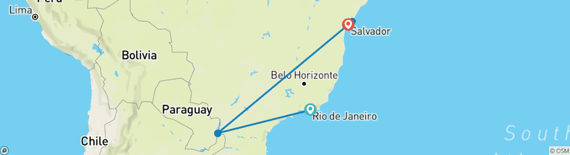 Image d'une carte montrant l'itinéraire du circuit